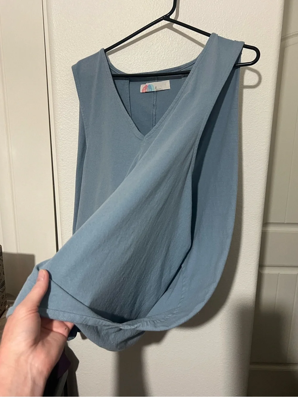 Free People Beach Relaxed Swing-Style V -Neck Tank Top (Dusty Blue)